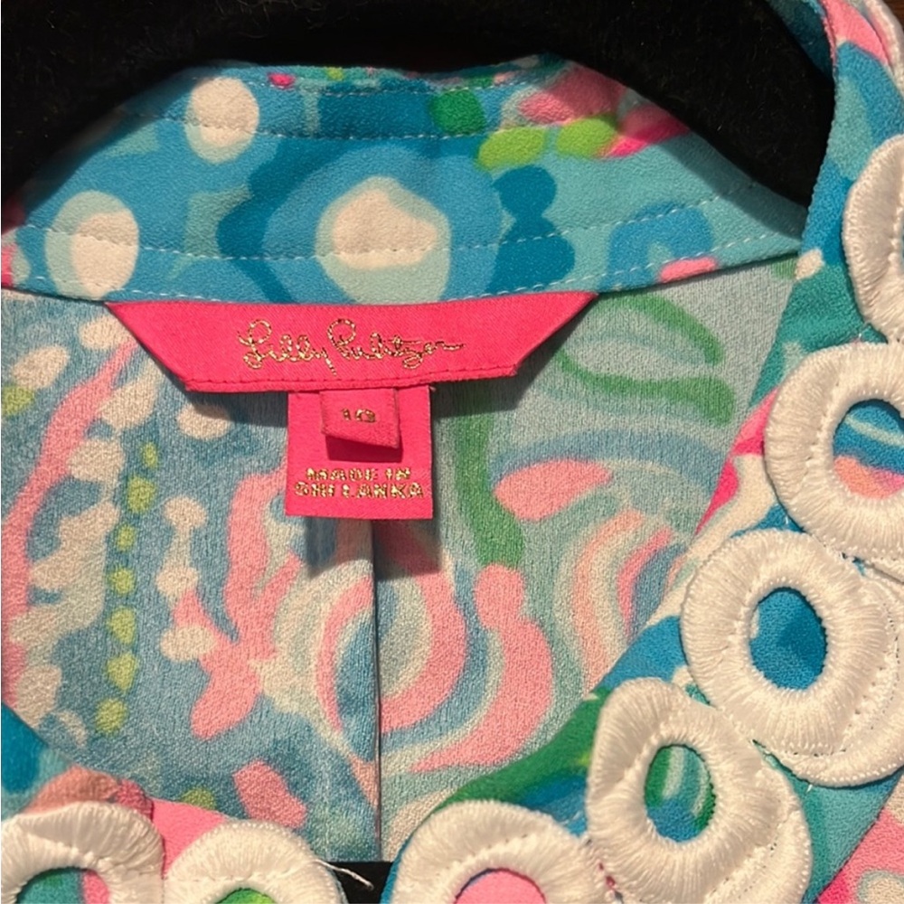 Lilly Pulitzer Blue and Pink Mini Dress-size 10 - Picture 4 of 9